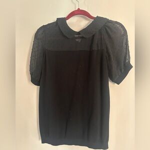 Adrianna Papell Black Blouse with Sheer Sleeves